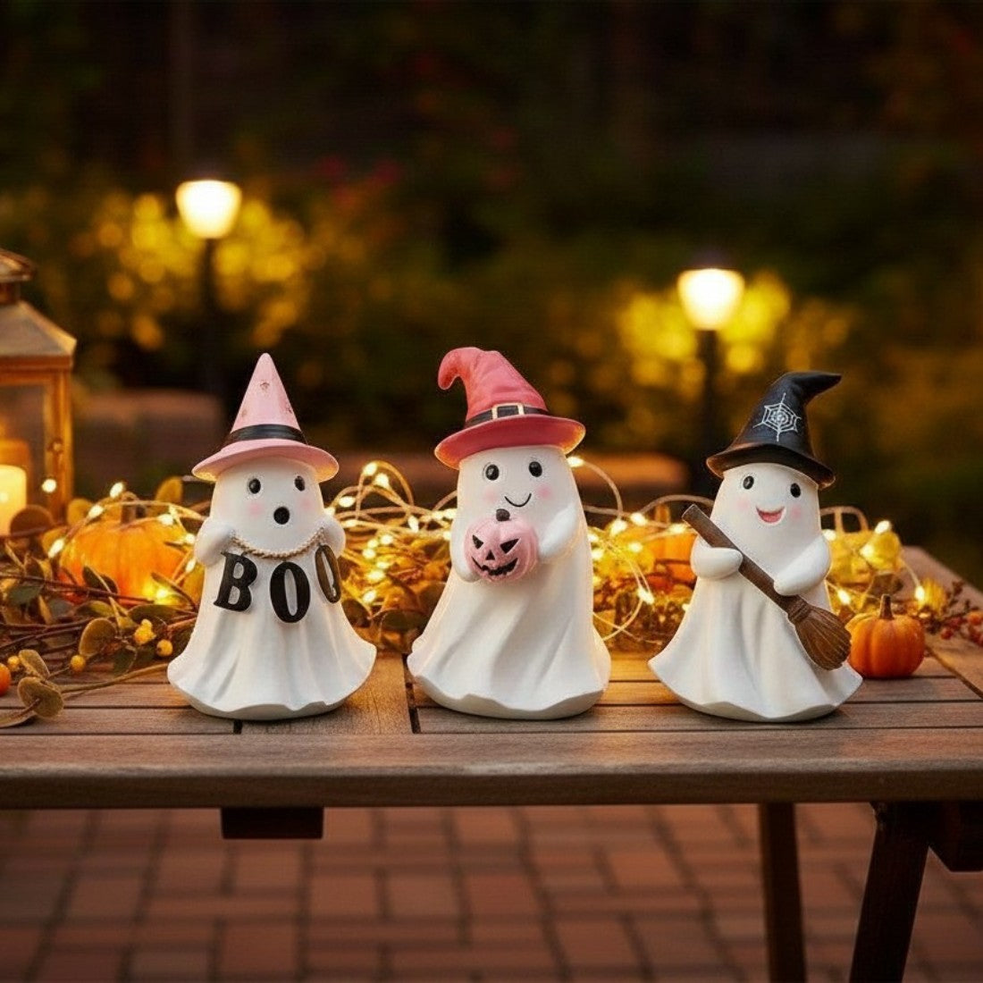 Smiling Ghost Witch Figurines