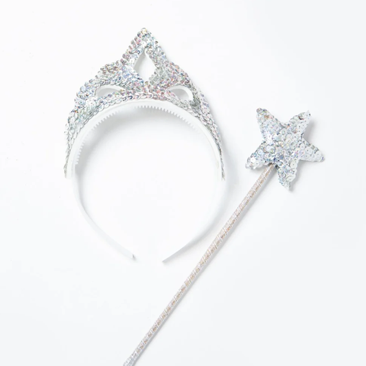 Sparkling Silver Tiara and Wand Set