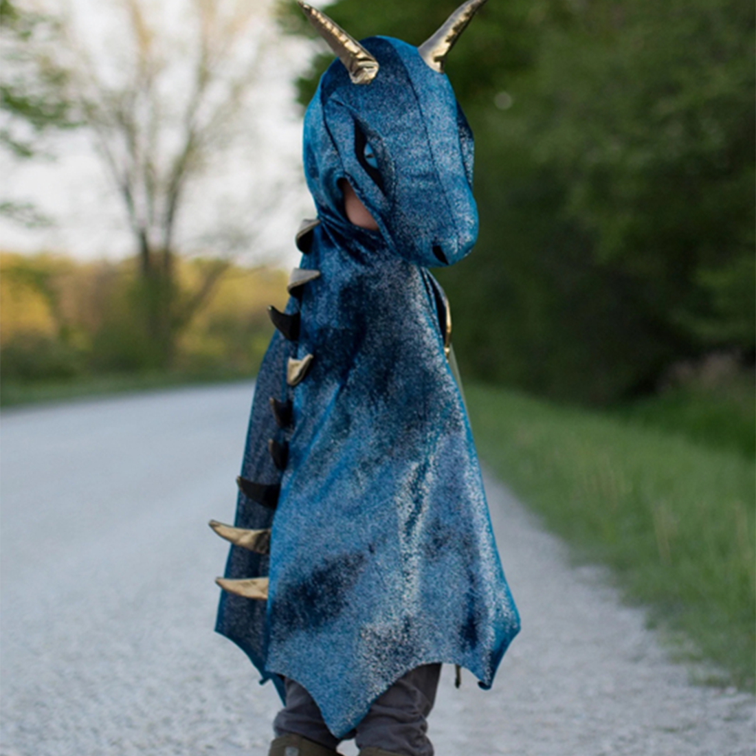 Teal & Gold Starry Night Dragon - Size 5-6 Years