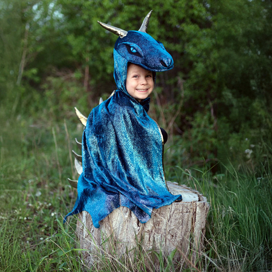 Teal & Gold Starry Night Dragon - Size 5-6 Years
