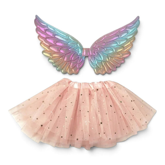 Toddler Rainbow Butterfly Wings & Coral Tutu Set 12–18 Months