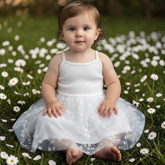 Toddler White Flower Fairy Dress 6-12 months