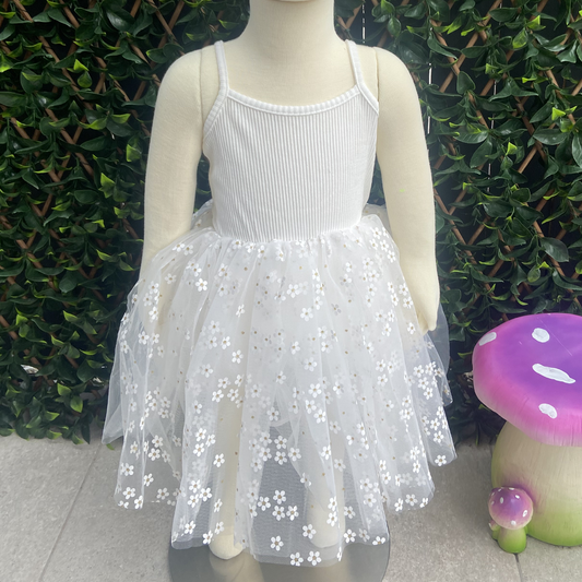 Toddler White Flower Fairy Dress 6-12 months