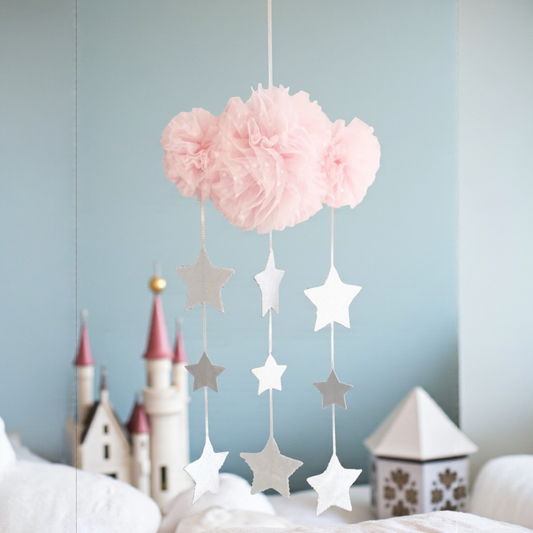 Tulle Cloud Mobile - Pale Pink & Silver