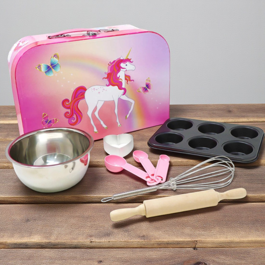 Unicorn Butterfly 6 piece Childs Baking Set & Carry Case