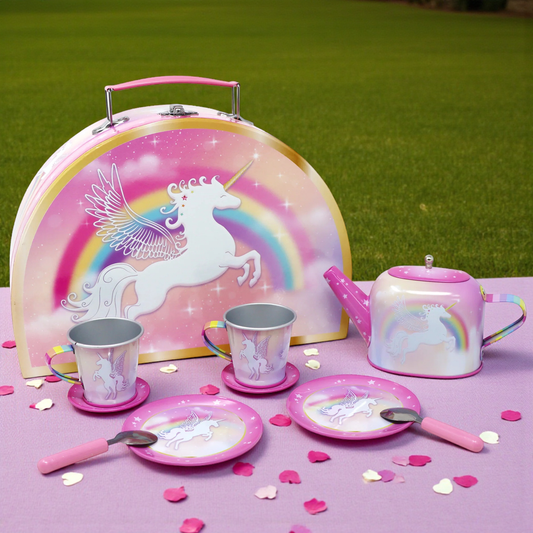 Unicorn Dreamer 9 Piece Tin Tea Set in Carry Case