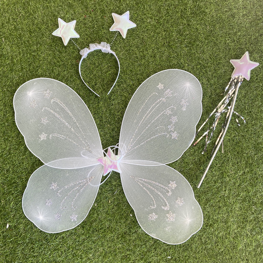 White Fairy 3 Piece Wing Costume Set