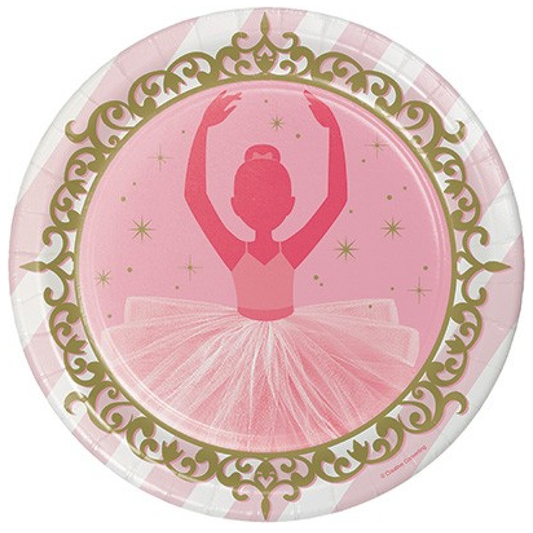 Ballerina Pink Twinkle Toes Dinner Paper Plates 8 Pack