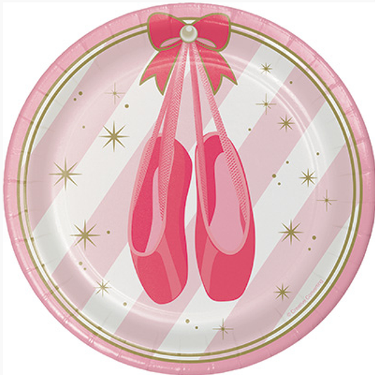 Ballerina Pink Twinkle Toes Lunch Paper Plates 8 Pack