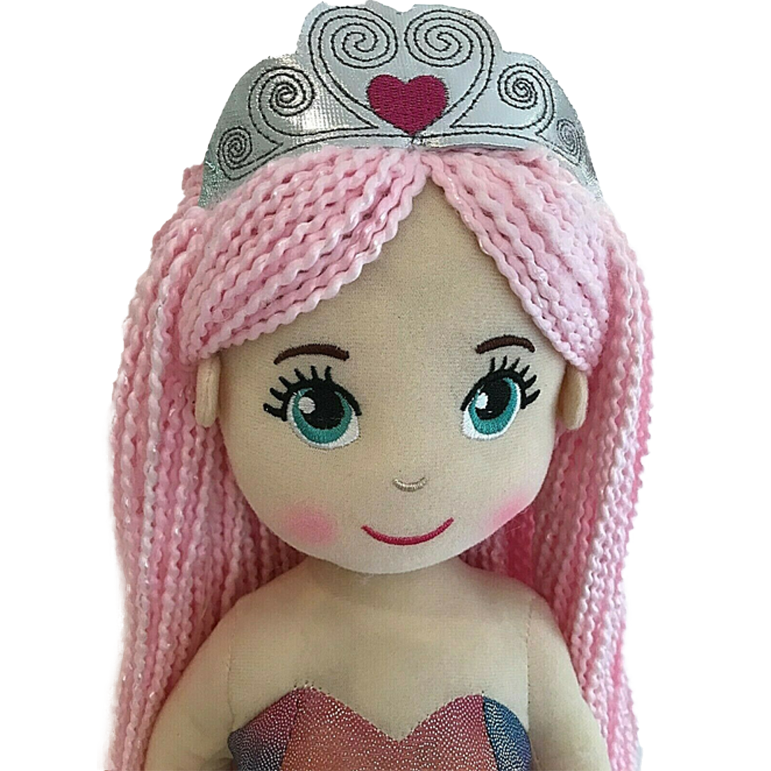 close up pf kendra pink mermaid doll with silver crown