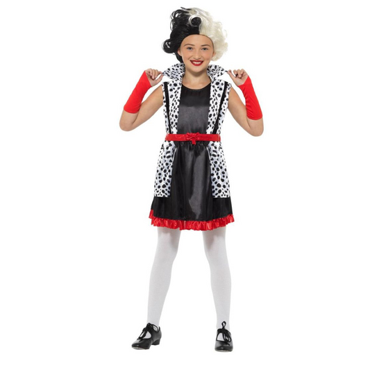 Evil Little Madame Cruella 101 Dalmatians Girls Costume