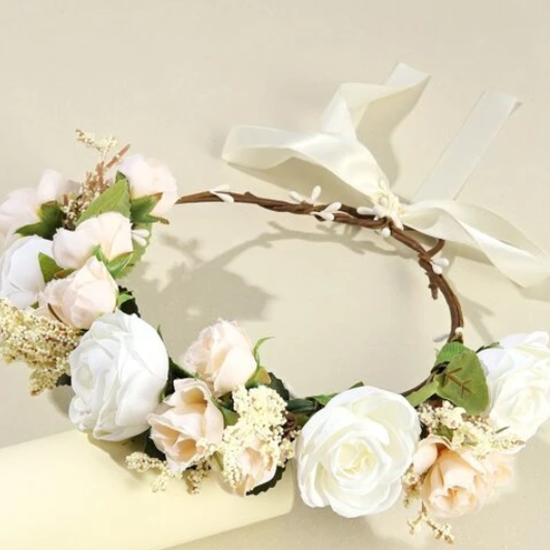 Fairy Boho Cream Floral Garland Halo