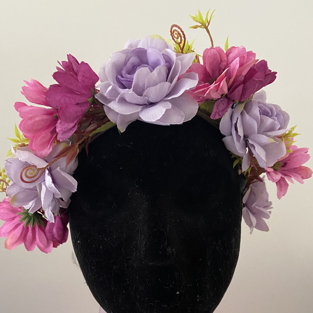 Fairy Boho Pink and Purple Floral Garland Halo