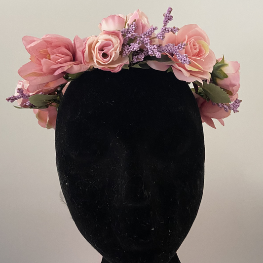 Fairy Boho Pink Floral Garland Halo