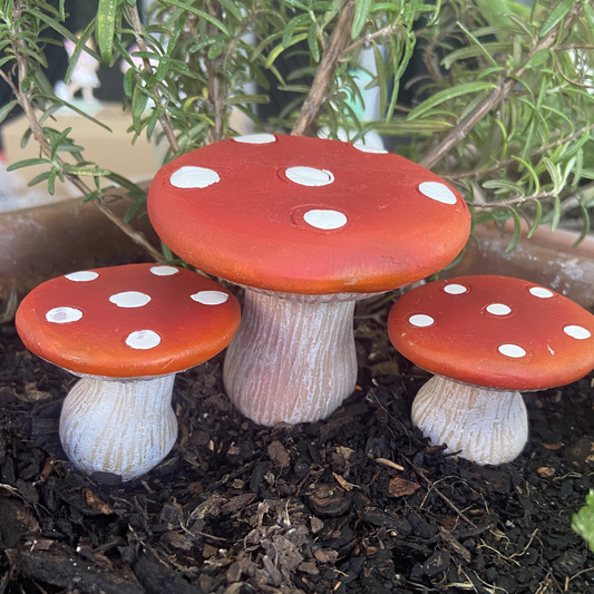 Fairy Garden Mushroom Furniture Set Table and Stools