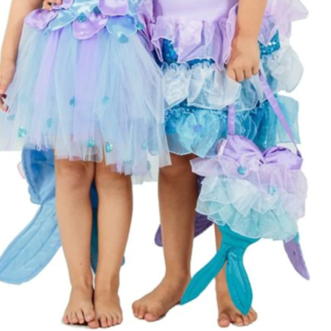 Girls Mermaid Aqua Satin and Organza Hand Bag