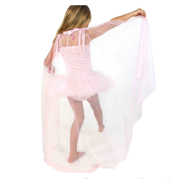 Girls Pink Glittery Princess Bling Cape