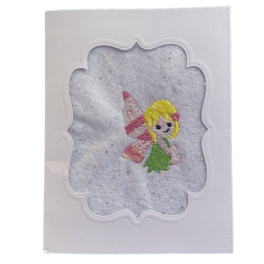 Handmade Embroidered Fairy Card and Envelope