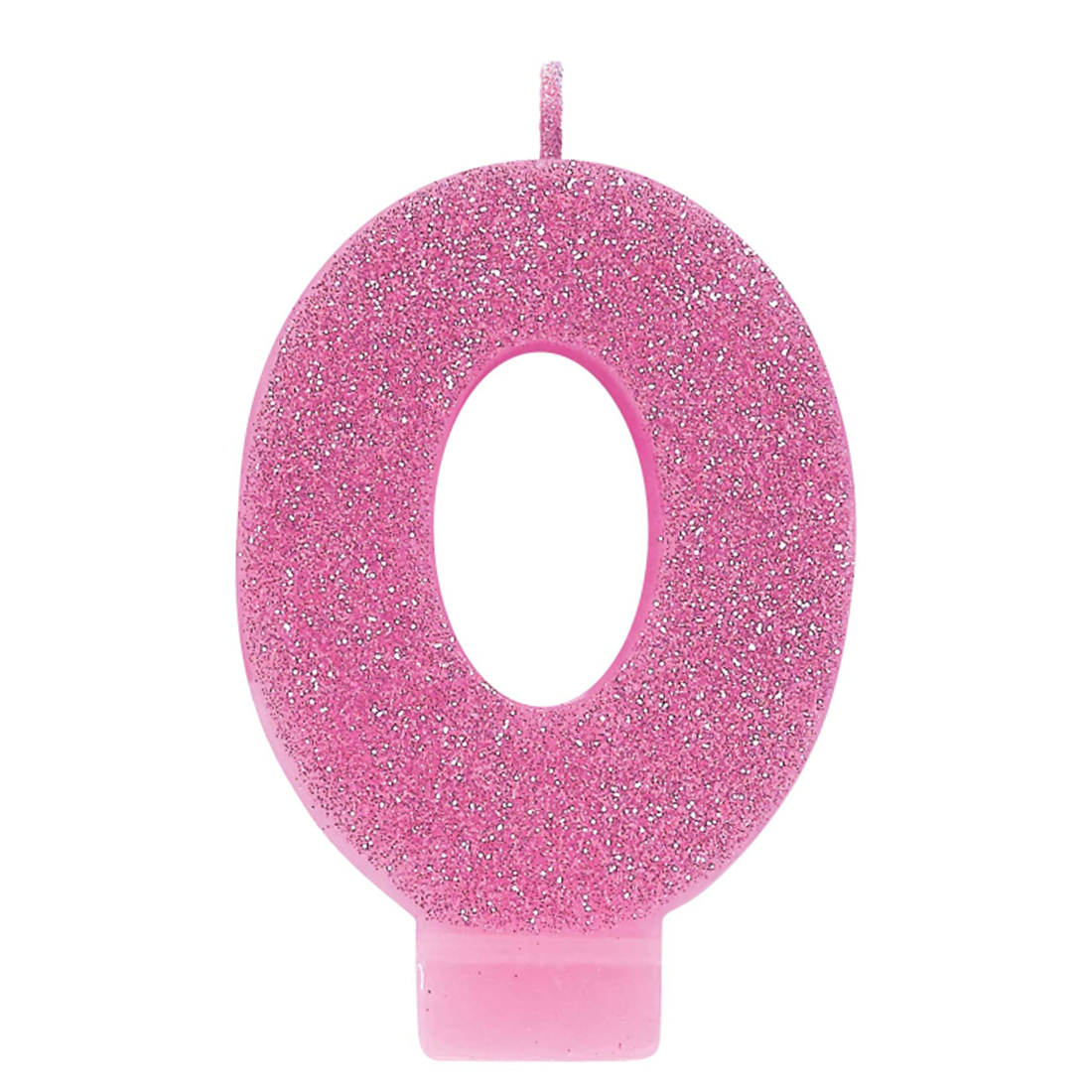 No. 0 Pink Glitter Numeral Pink Candle