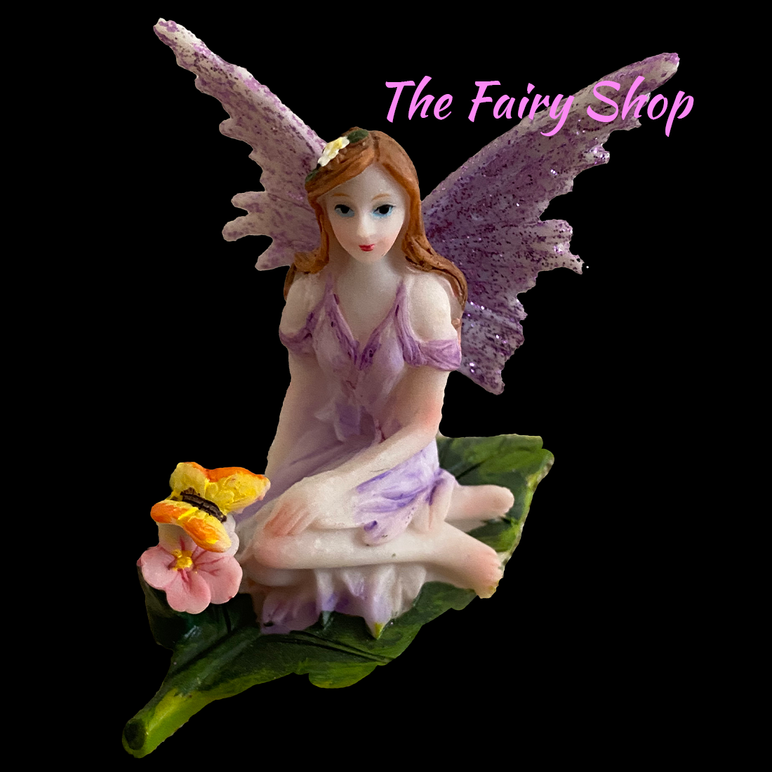 Sitting Fairy on a Leaf Figurine
