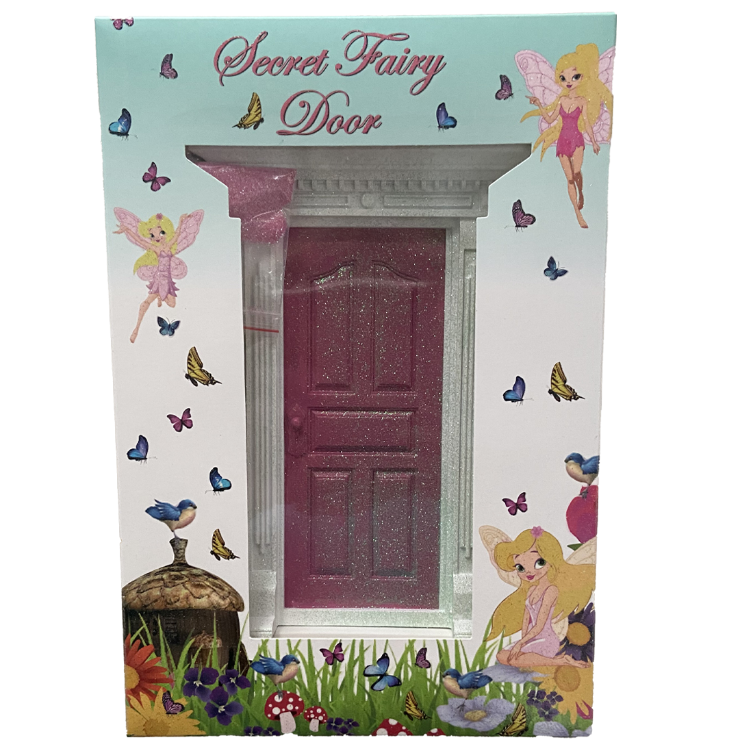 Secret Dark Pink Fairy Door with Glitter