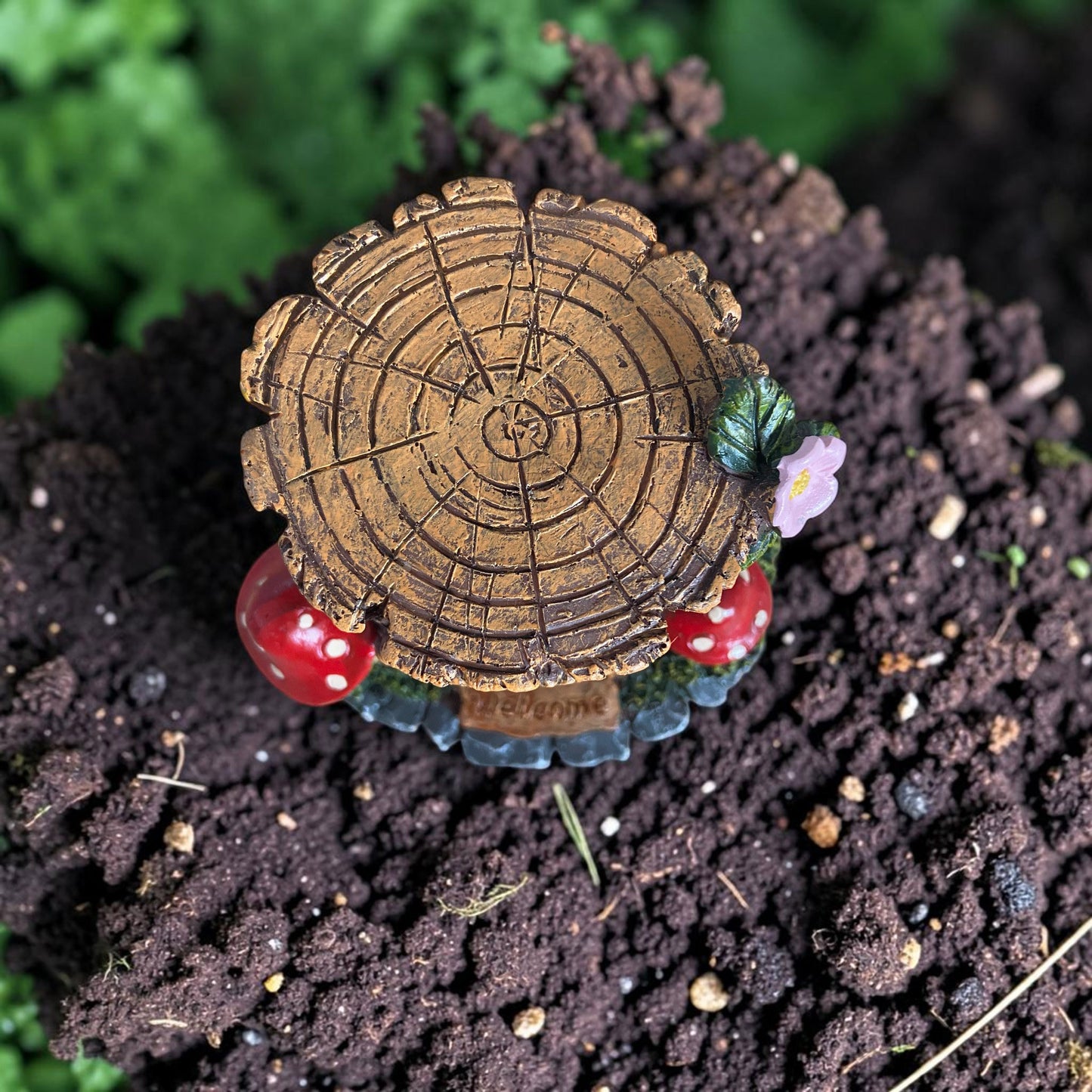 10cm Enchanted Tree Stump Fairy House with Mushrooms
