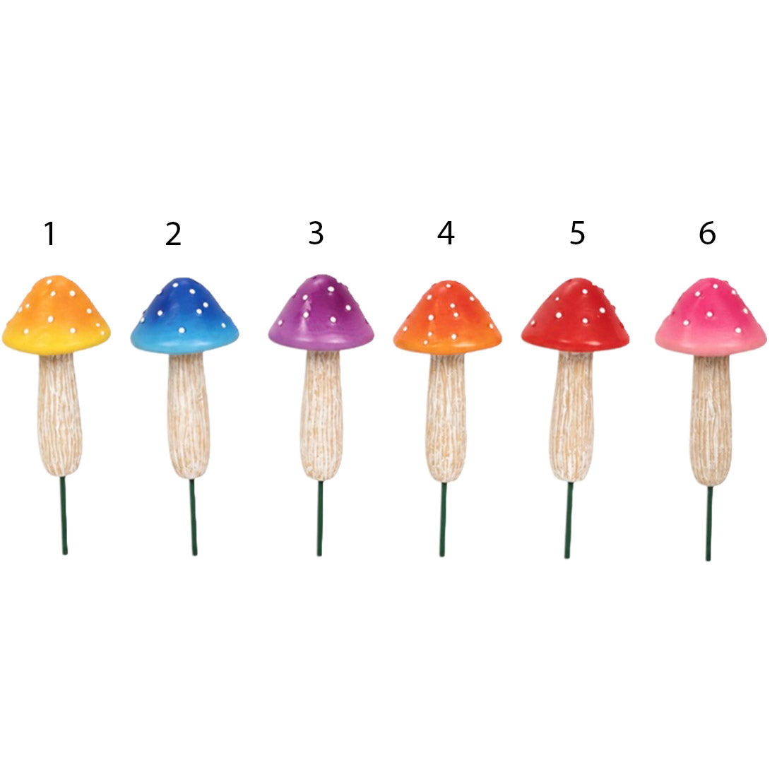 12cm Mushroom Garden Stake 6 Asstd