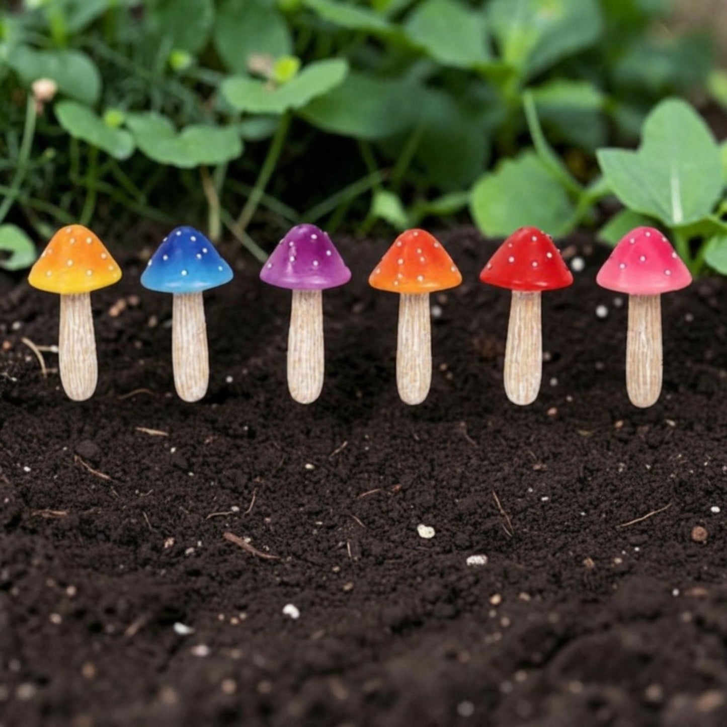 12cm Mushroom Garden Stake 6 Asstd