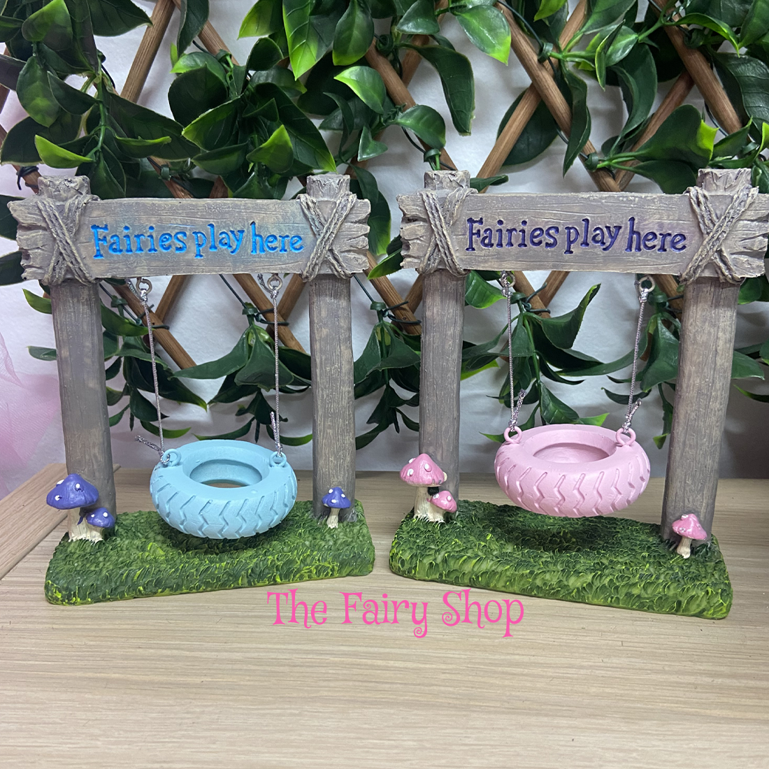 15cm Fairy Swing Set with Blue or Pink Tyre