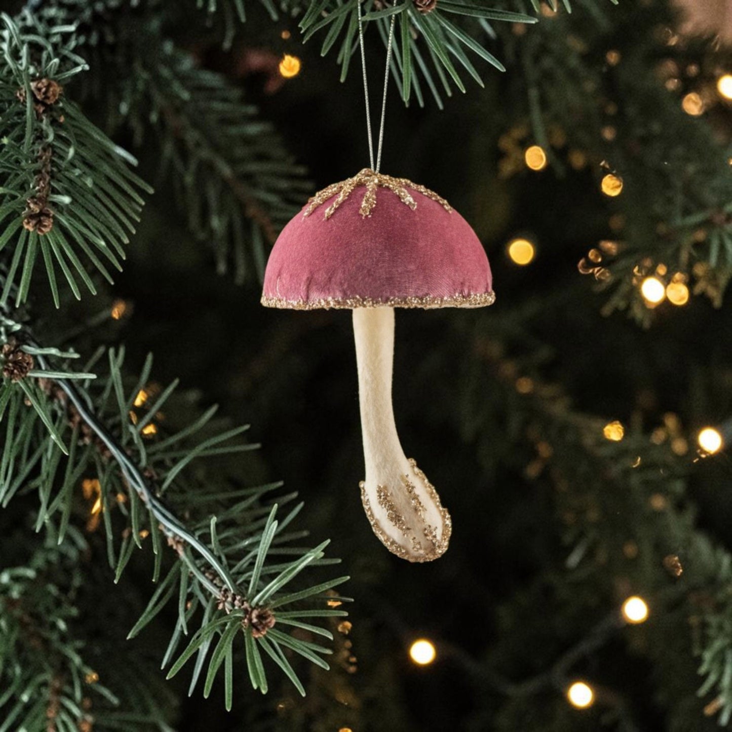 16cm Pink Hanging Mushroom