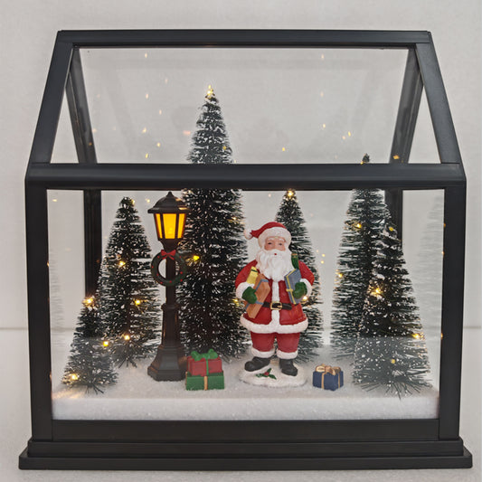 22cm Glass House Shadow Scene – Santa Christmas Village