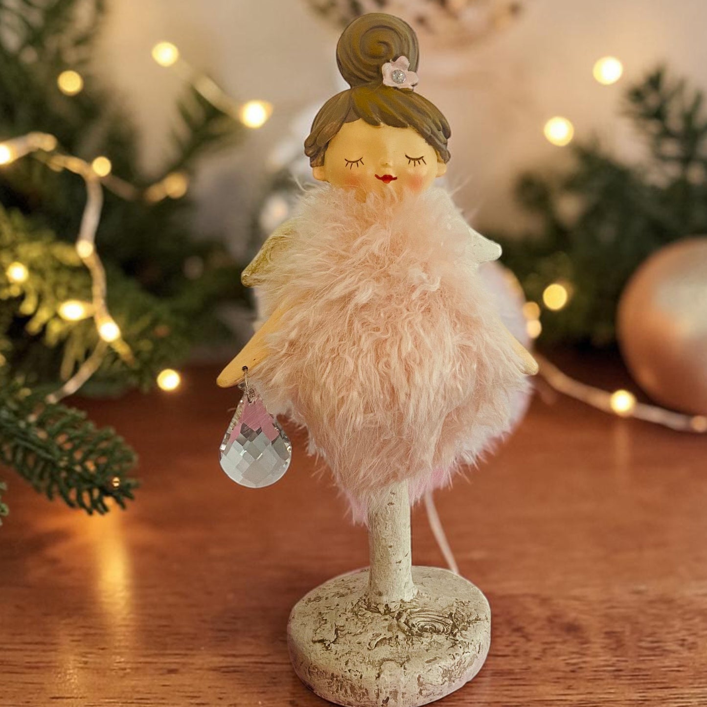 24cm Feather Angel Girl with Crystal Drop