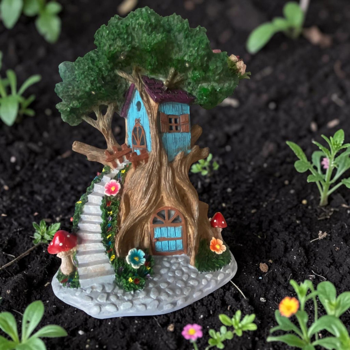 24cm Solar Fairy Garden Tree House