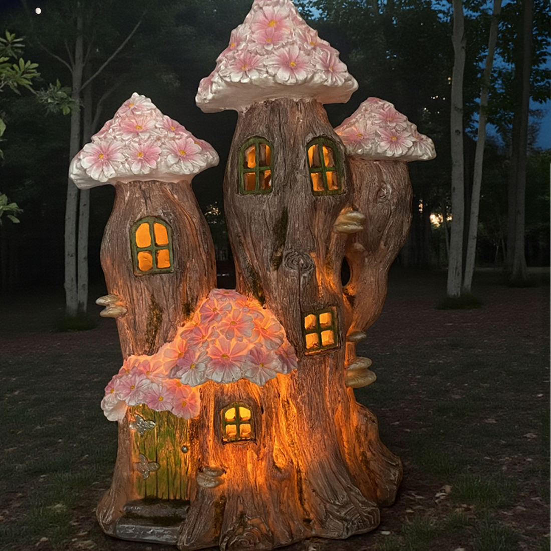 29cm Resin Solar Flower House