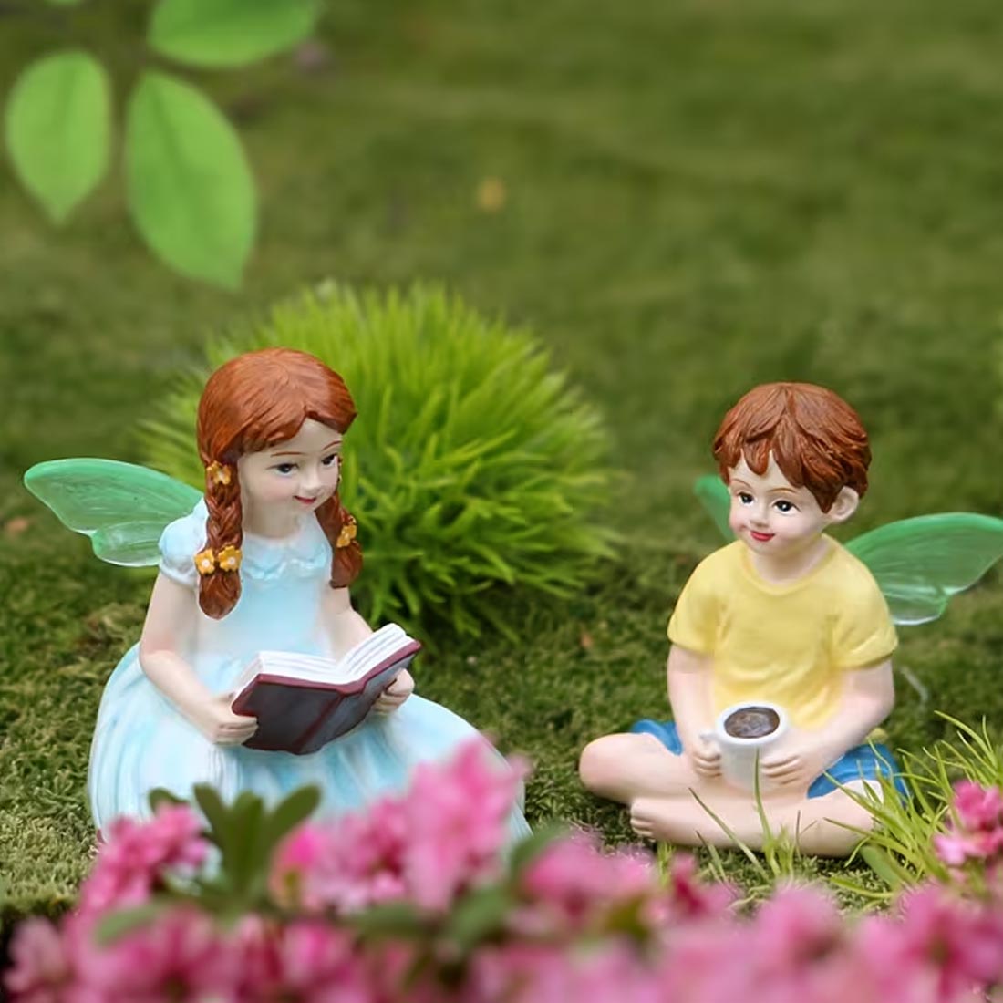2pc Boy and Girl Fairy Figurine Set
