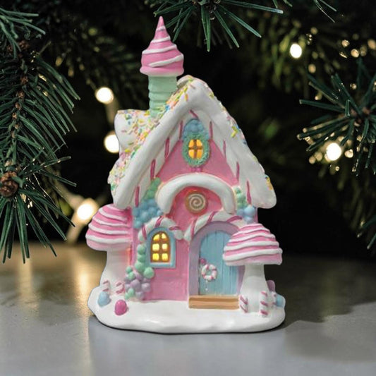 30x17cm Candy Cane Cottage with Light in Gift Box