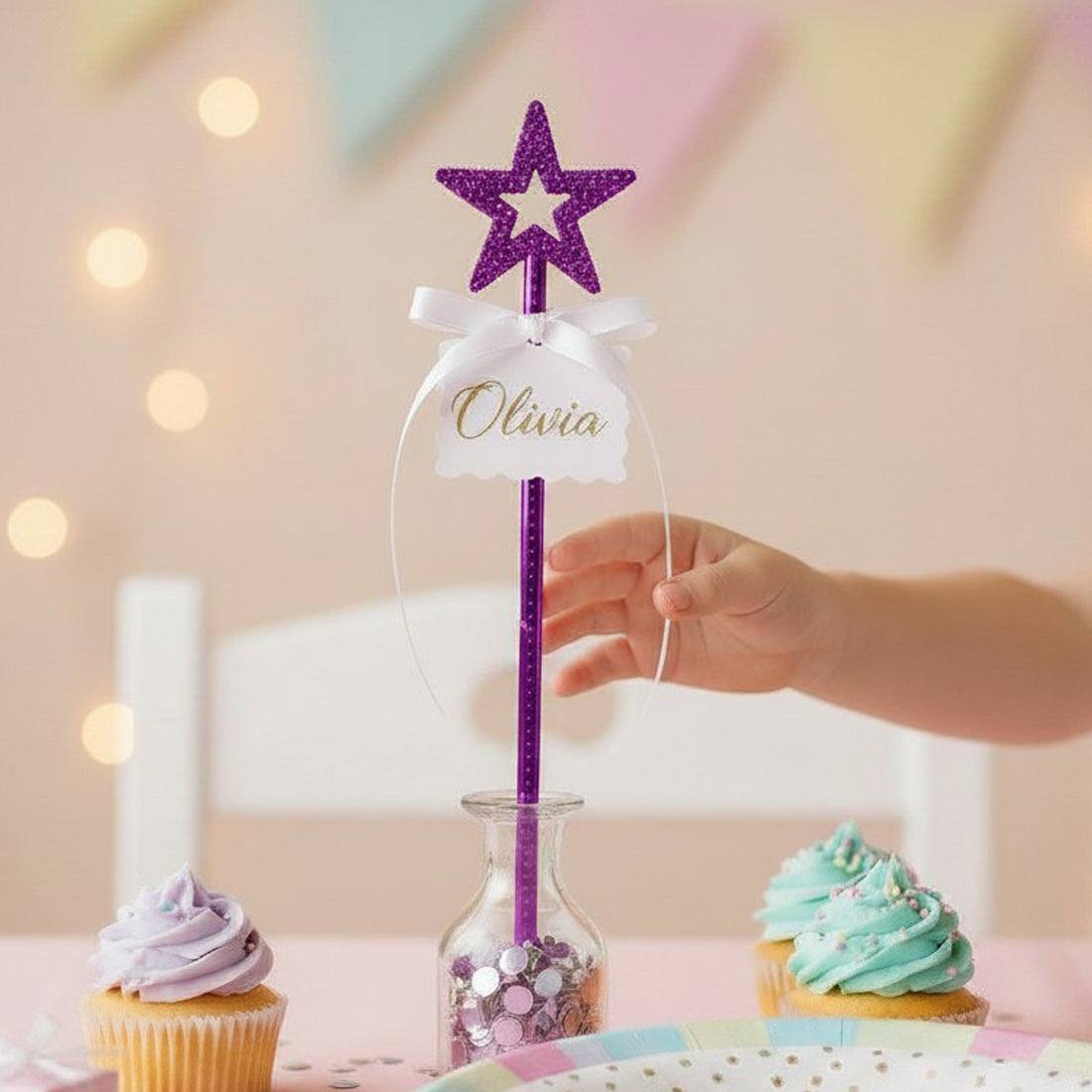 34cm Pink or Blue Shiny Plated Fairy Wand