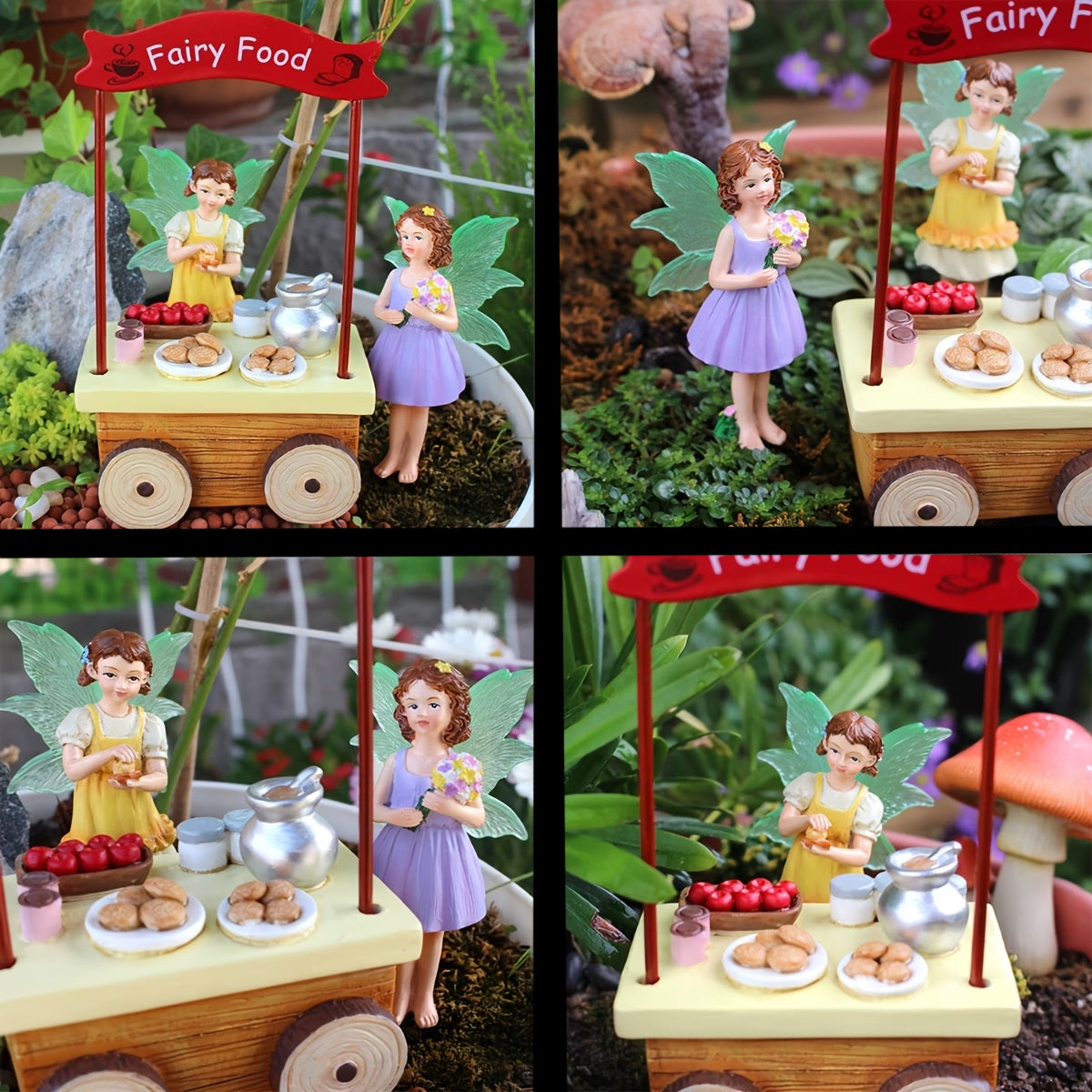 3pcs Flower Fairy Food Cart