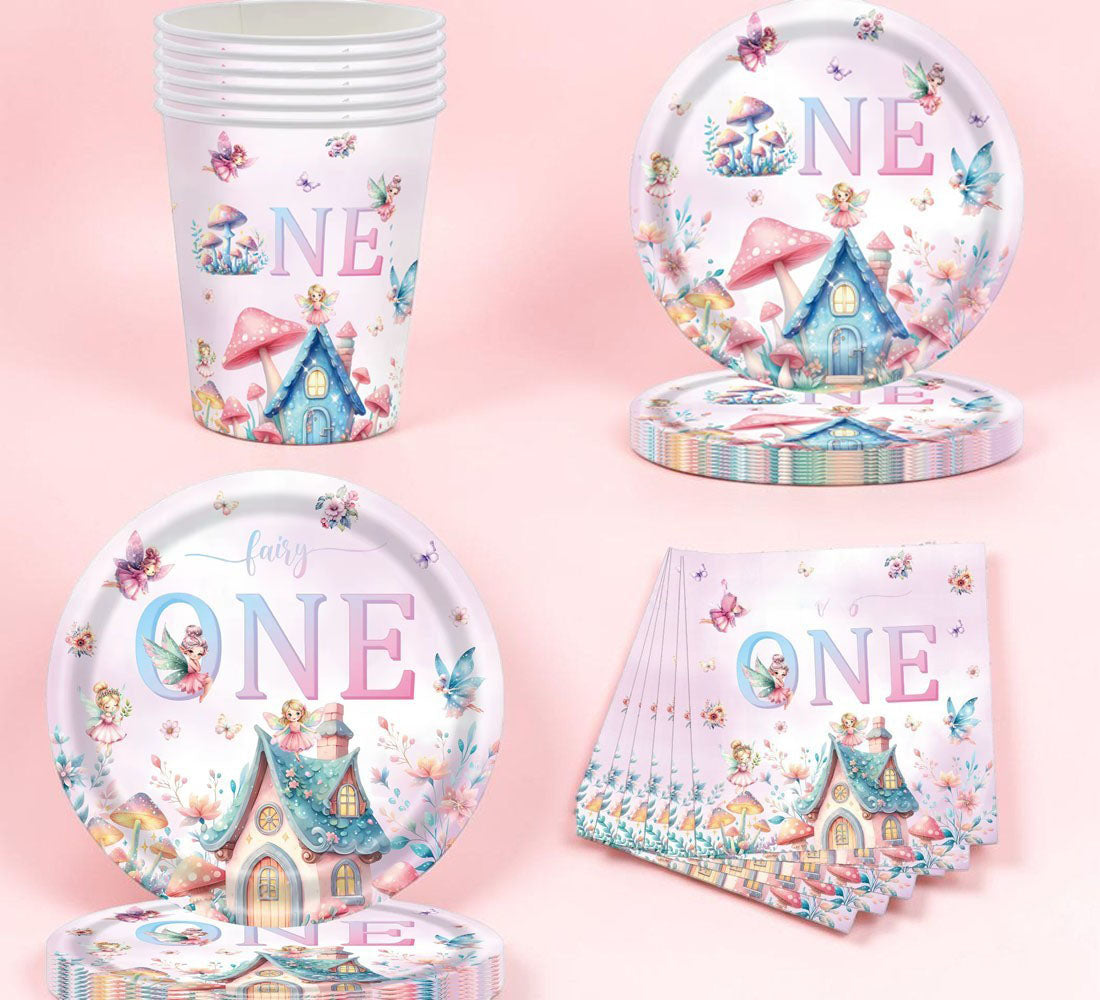 40 Piece Fairy First Birthday Party Tableware