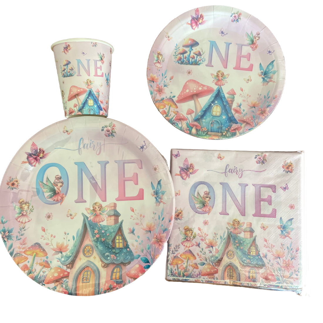 40 Piece Fairy First Birthday Party Tableware