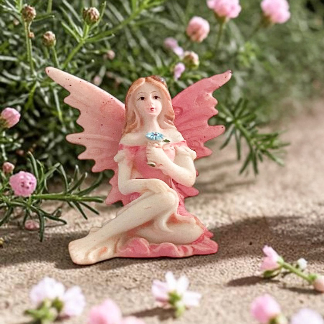 4cm Sitting Fairy with Glitter Wings Figurine