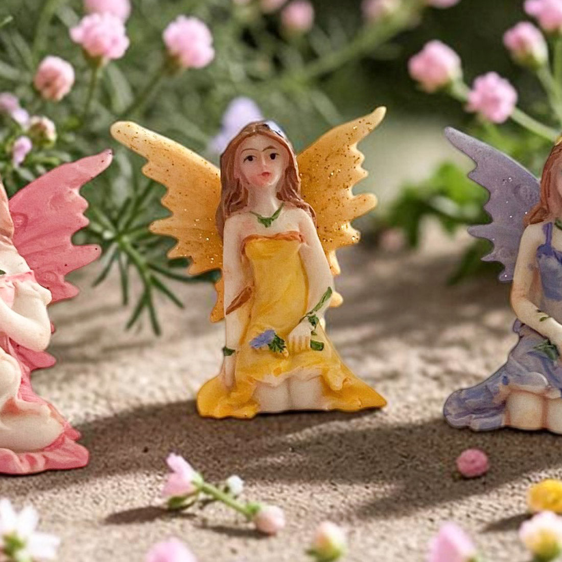 4cm Sitting Fairy with Glitter Wings Figurine