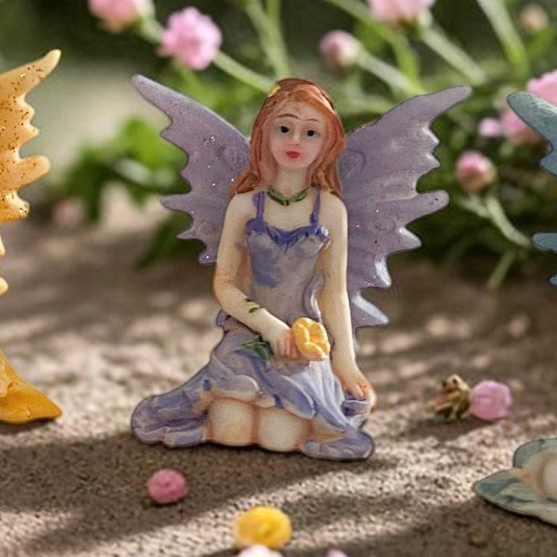 4cm Sitting Fairy with Glitter Wings Figurine