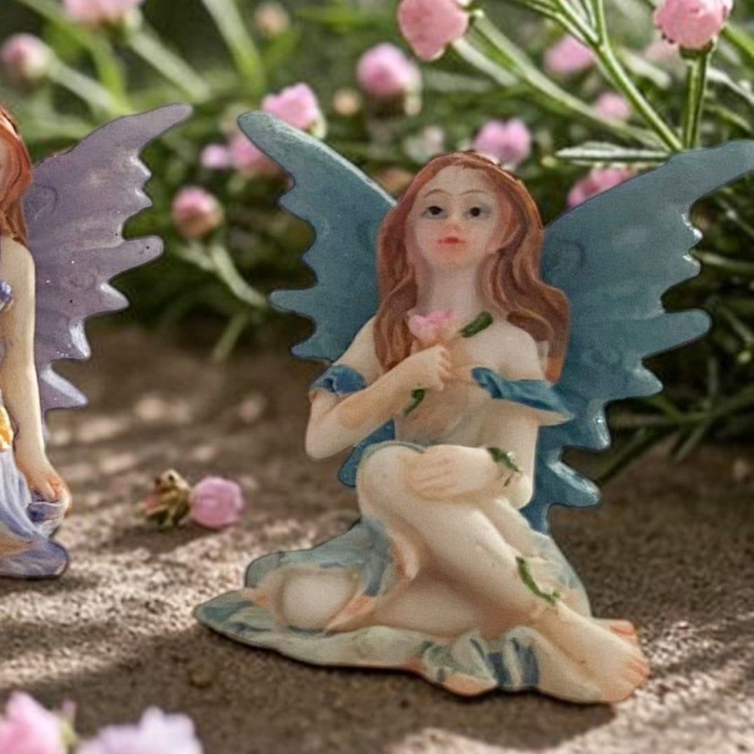 4cm Sitting Fairy with Glitter Wings Figurine