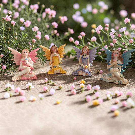 4cm Sitting Fairy with Glitter Wings Figurine