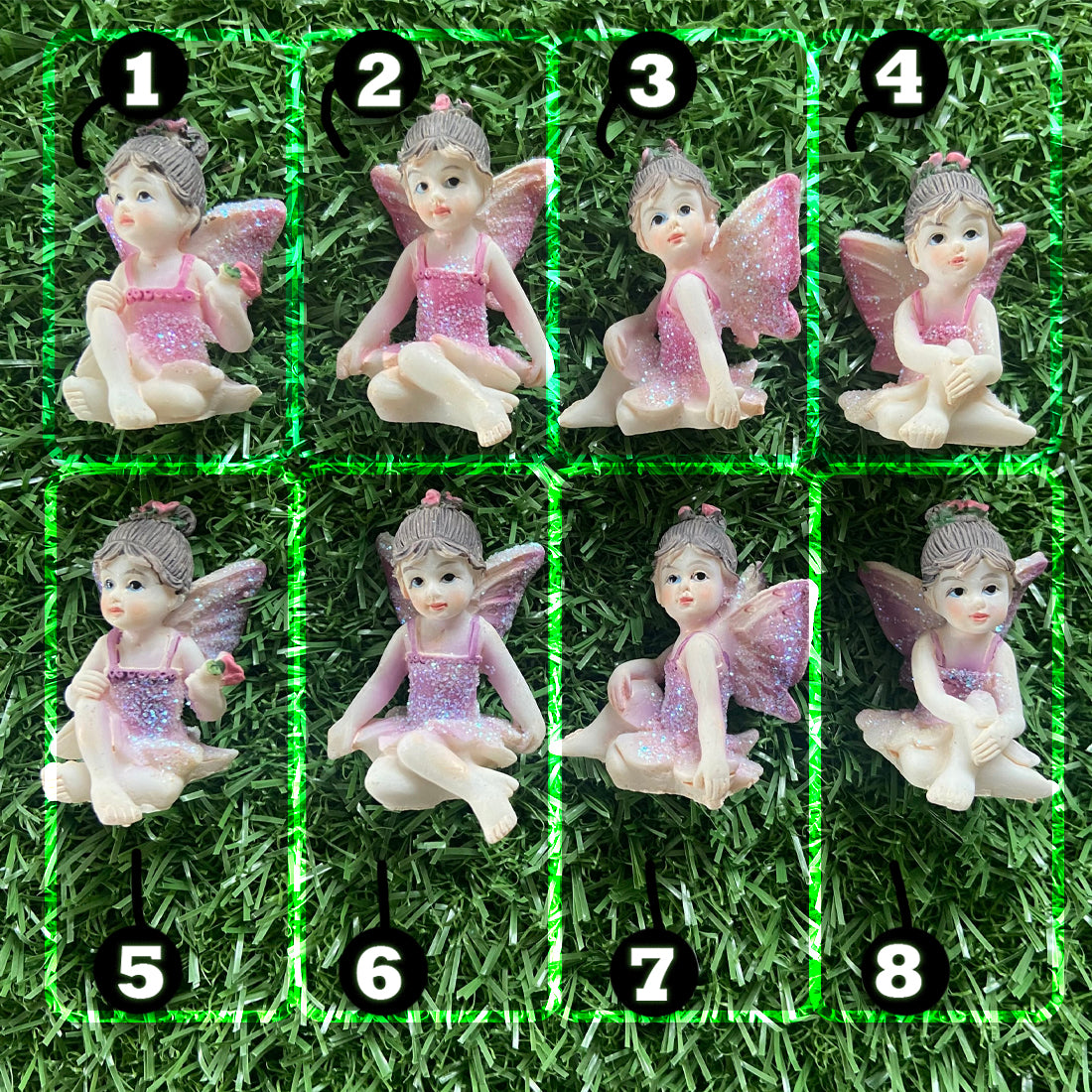 5cm Pink and Purple Sitting Fairy Figurine