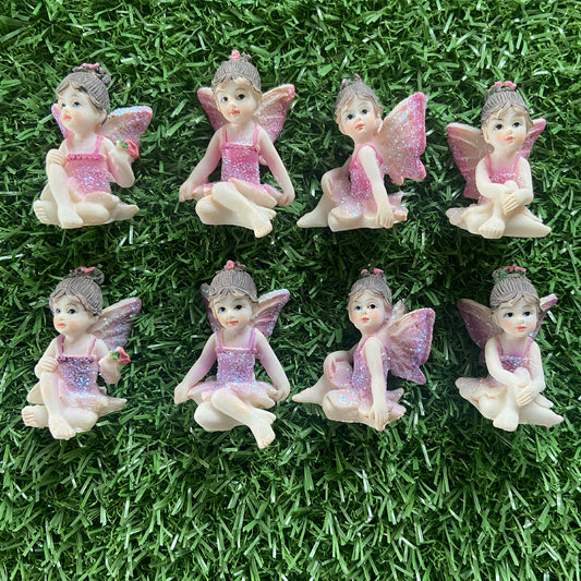5cm Pink and Purple Sitting Fairy Figurine