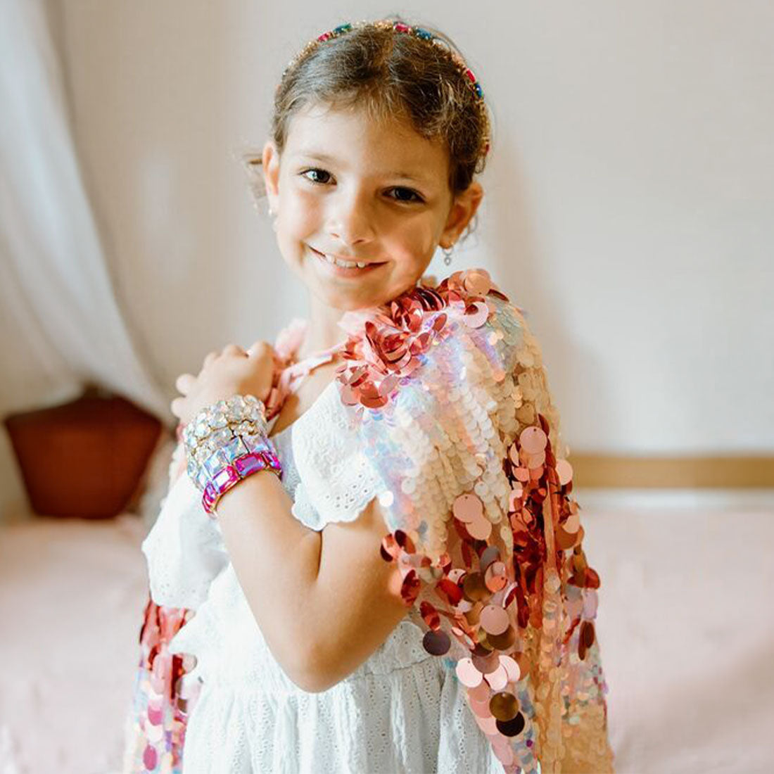 5th Avenue Pink Pailette Cape Size 4-6