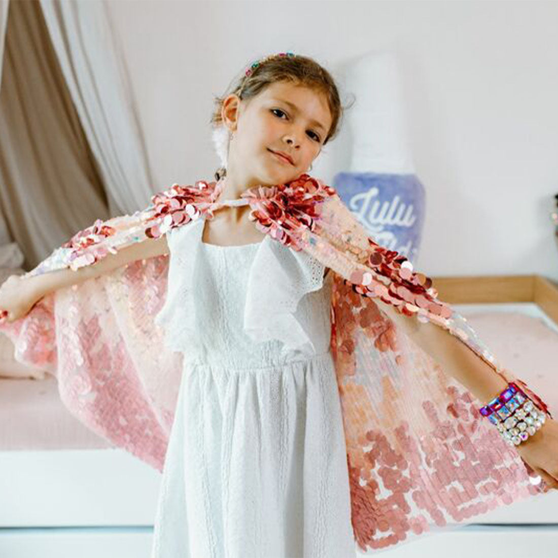 5th Avenue Pink Pailette Cape Size 4-6