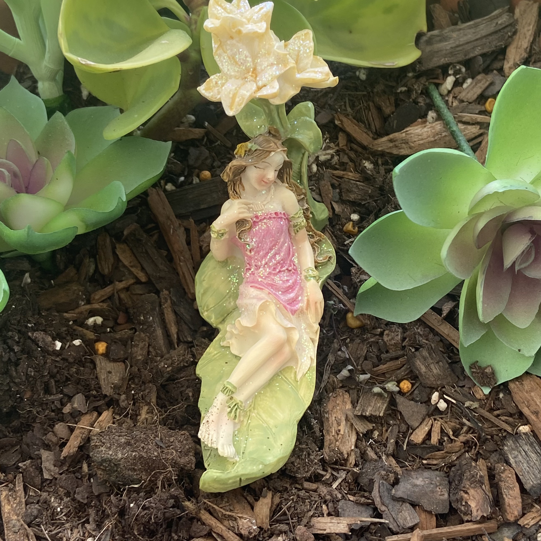 6cm Relaxing Fairy on Flower Bed Figurine